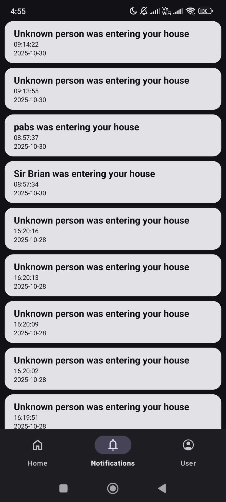 Intrusight recorded footage screen