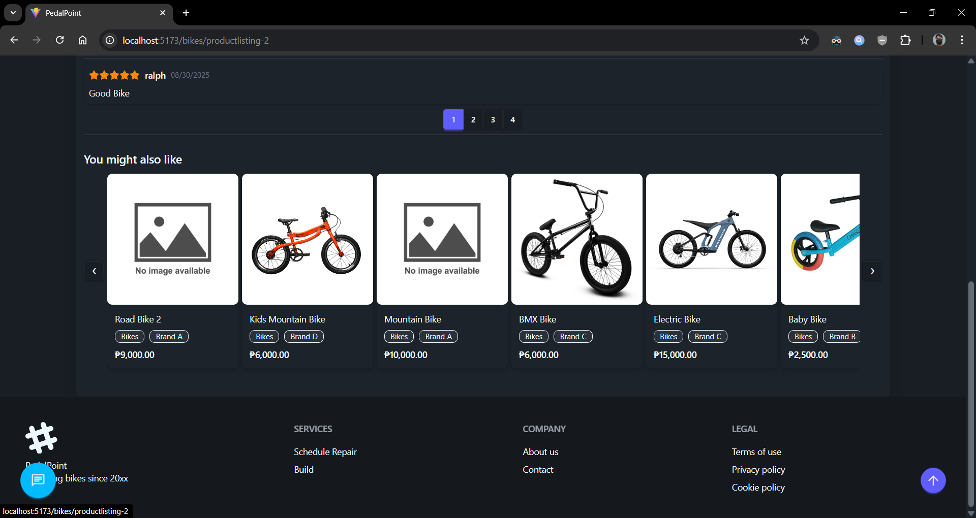 Pedalpoint product detail view